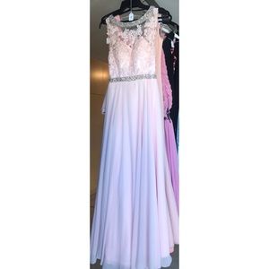 Blush gown with rhinestone belt